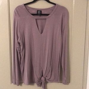purple keyhole long sleeve shirt